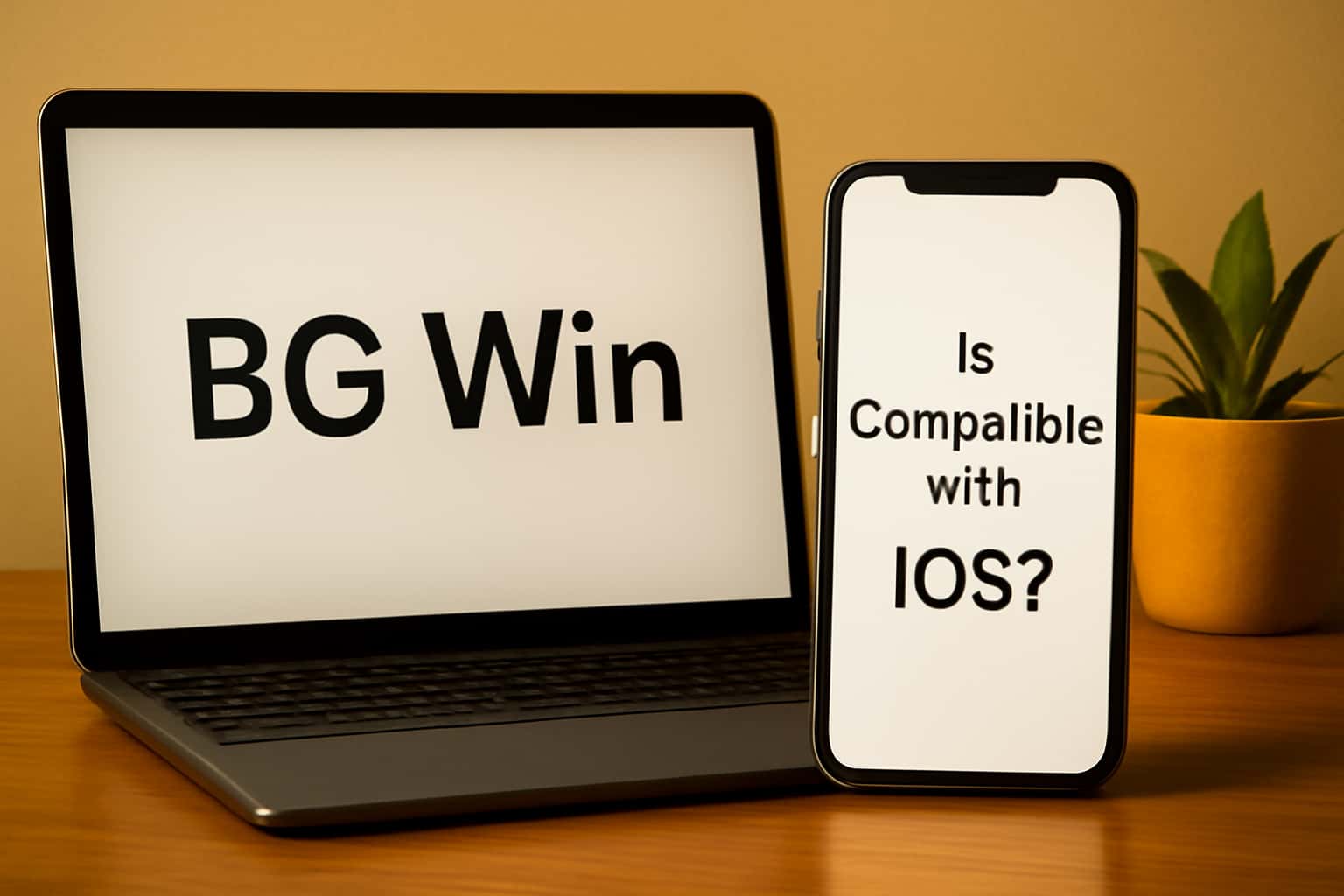 A visual representation of BDG Win compatibility with iOS devices in a tech-focused environment.